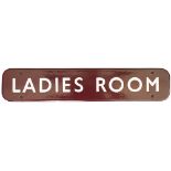 BR(M) FF enamel doorplate LADIES ROOM measuring 18in x 3.5in. In very good condition with a small