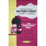 Poster BR(W) WESTERN REGION CAR TOURIST SERVICES TO DEVON AND CORNWALL issued by the Western