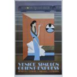 Poster VSOE VENICE SIMPLON ORIENT EXPRESS by Fix Masseau 1981, first edition printed in 1981. Double