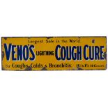 Advertising enamel sign VENO'S LIGHTNING COUGH CURE LARGEST SALE IN THE WORLD FOR COUGHS COLDS &