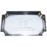 GWR solid silver miniature tray with full Great Western Railway Twin Shield Coat of Arms and GENERAL