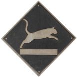 British Railways cast aluminium depot plaque for Crewe Diesel depicting the Cat. Square cast