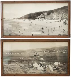 Carriage prints x2 Great Western Railway black and white photographic. THE BEACH ABERDOVEY and