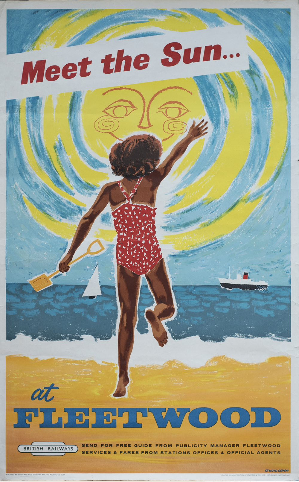 Poster BR(M) MEET THE SUN AT FLEETWOOD by Studio Seven. Double Royal 25in x 40in. In good