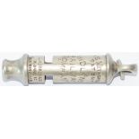 Midland Railway Company nickel plated brass Police whistle stamped Midland Railway Company The