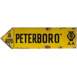 Motoring enamel sign AA PETERBORO A605. Double sided, both sides in good condition with some