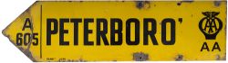 Motoring enamel sign AA PETERBORO A605. Double sided, both sides in good condition with some