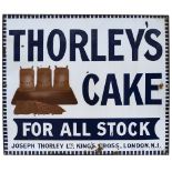 Advertising enamel sign THORLEY'S CAKE FOR ALL STOCK JOSEPH THORLEY LTD KING'S CROSS LONDON N.1.
