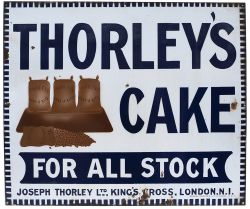 Advertising enamel sign THORLEY'S CAKE FOR ALL STOCK JOSEPH THORLEY LTD KING'S CROSS LONDON N.1.