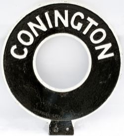 Motoring road sign CONNINGTON. Double sided cast aluminium, with makers name Gowshall Ltd, from