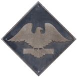 British Railways cast aluminium depot plaque depicting the Eagle for CREWE ELECTRIC. In as removed