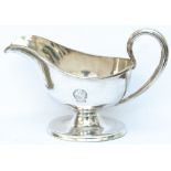Great Western Railway silverplate Gravy Boat, face marked with the GWR Roundel and Hotels. Base