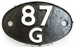 Shedplate 87G Carmarthen 1950-1964 with a sub shed Newcastle Emlyn to 1952. Face restored with clear