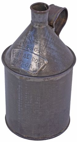 London Brighton & South Coast Railway tin plate Oil Container stamped 1QT LB&SCR and plated SIGNAL