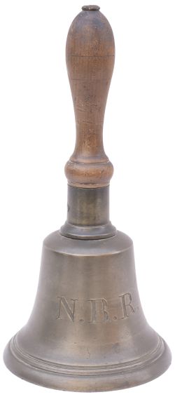 North British Railway station Hand Bell, cast bronze with NBR hand engraved into the front. Complete
