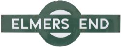 Southern Railway enamel target station sign ELMERS END from the former South Eastern & Chatham