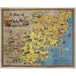 Poster BR(E) A MAP OF ESSEX HERTFORDSHIRE AND SUFFOLK. Quad Royal 50in x 40in. In excellent