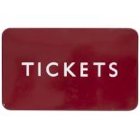 BR(M) FF enamel railway sign TICKETS. In excellent condition measures 20in x 12in.