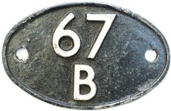 Shedplate 67B Hurlford 1950-1966 with sub sheds Beith and Muirkirk to 1964. In lightly cleaned