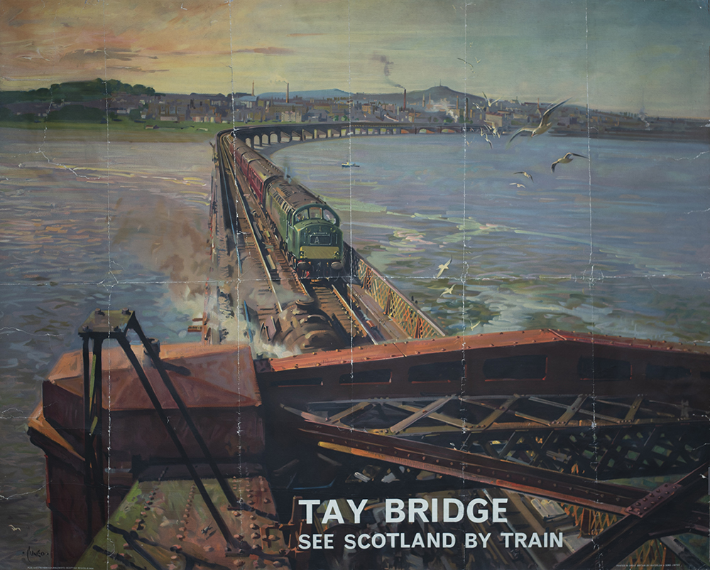 Poster BR(SC) TAY BRIDGE SEE SCOTLAND BY TRAIN by Terence Cuneo. Quad Royal 40in x 50in. In good