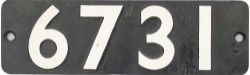 Smokebox numberplate 6731 ex GWR Collett 0-6-0 PT built by The Yorkshire Engine Company in 1930.