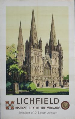 Poster LMS LICHFIELD HISTORIC CITY OF THE MIDLANDS by Claude Buckle. Double Royal 25in x 40in. In