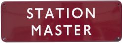 BR(M) FF enamel doorplate STATION MASTER. Measures 18in x 6in and is in very good condition with one