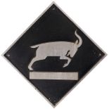 British Railways cast aluminium depot plaque for Cardiff Canton depicting the Goat. Square cast