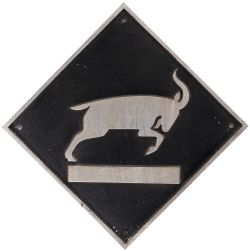 British Railways cast aluminium depot plaque for Cardiff Canton depicting the Goat. Square cast