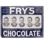 Advertising enamel sign FRY'S CHOCOLATE MAKERS TO T.M. THE KING & QUEEN depicting the famous five