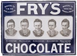 Advertising enamel sign FRY'S CHOCOLATE MAKERS TO T.M. THE KING & QUEEN depicting the famous five