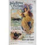 Poster SE&CR THE SOUTH EASTERN & CHATHAM RAILWAY THE FAVOURITE SHORT SEA ROUTE TO THE CONTINENT