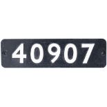 Smokebox numberplate 40907 ex LMS Fowler 4P 4-4-0 built by the Vulcan Foundry in 1927 and numbered