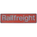 Railfreight sectorisation cast aluminium plate with red background off the right hand side of