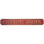 Nameplate PRINCE JOHN ex Andrew Barclay 0-4-0 ST built as works number 1612 in 1918. The