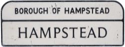 Motoring road street sign BOROUGH OF HAMPSTEAD HAMPSTEAD. Pressed aluminium in as removed condition,