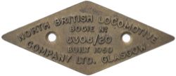 Diesel Bogie plate NORTH BRITISH LOCOMOTIVE COMPANY LTD GLASGOW BOGIE No 6306/20 BUILT 1959 ex Class