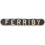 LNER cast iron seat back FERRIBY from the former North Eastern Railway station between Hull and