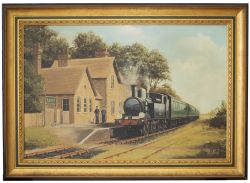 Original oil painting on canvas by Barry Price of SOUTHERN RAILWAY O2 No15 COWES AT ASHEY STATION