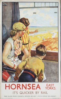 Poster LNER HORNSEA by Septimus Scott. Double Royal 25in x 40in. In good condition with folds and