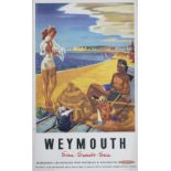 Poster BR(S) WEYMOUTH SUN SANDS SEA by Dobson Broadhead. Double Royal 25in x 40in. In very good