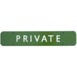 BR(S) FF enamel doorplate PRIVATE. In very good condition with one small area of restoration,