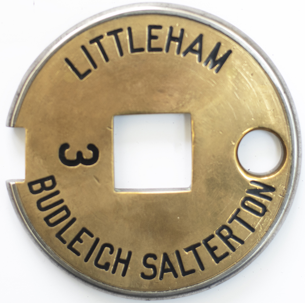 Tyers No6 brass and steel single line tablet LITTLEHAM - BUDLEIGH SALTERTON. The last section of the