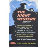 Poster BR(W) THE NIGHT WESTERN FACILITY AVOID THE PEAKS AND SAVE MONEY issued by the Western