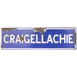 London & North Eastern Railway enamel lamp tablet sign CRAIGELLACHIE from the former Great North