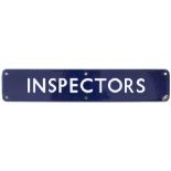 BR(E) enamel doorplate INSPECTORS measuring 18in x 3.5in. In very good condition with a small chip