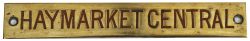North British railway brass signal box shelfplate HAYMARKET CENTRAL. From between Haymarket West and