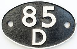 Shedplate 85D Kidderminster 1950-1961 with a sub shed of Cleobury Mortimer, and Bromsgrove 1961-1964