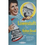 Poster BR(E) LOWESTOFT AND OULTON BROAD WHERE BROADLAND MEETS THE SEA. Double Royal 25in x 40in.