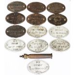 A Collection of 13 DMU builders plates consisting off 7 x cast iron, BR Swindon Lot No 30335 1957
